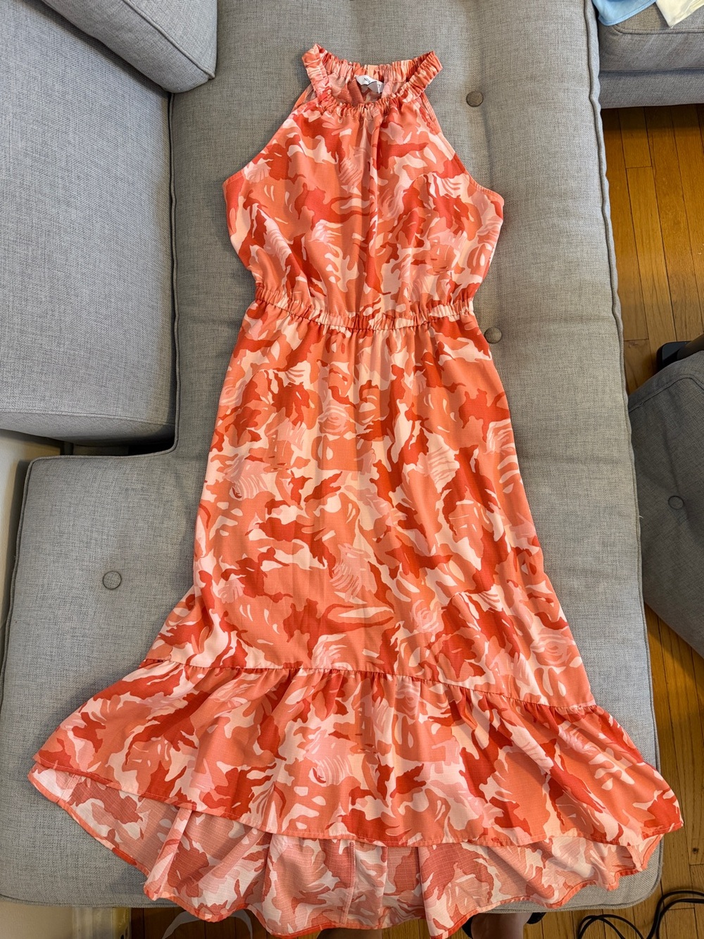 Nine West Coral and Light Pink Halter High-Low Dress size m